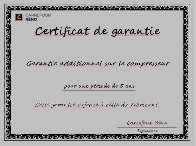 Garantie additionnelle de 5 ans sur le compresseur