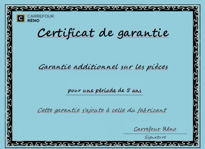 Garantie additionnelle de 5 ans sur les pièces